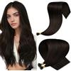 Hetto extension Nanoring Capelli Veri Marrone Scuro 35cm 50Ciocche | Nano ring in acciaio, posizione mini e invisibile. Senza colla né calore. Leggero e confortevole. Durata 3-6 mesi con cura.