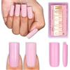 NOVO OVO Meidum Sharp Square Nail Tips Press on Pure Color Pink, Extra Thick NEED Builder Gel Top Coat Glue Soft Gel Matte Fake Nail Extension,Full Cover False Nails for Salon DIY 15 Sizes 180pcs