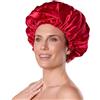Bounce Curl Cuffia per capelli reversibile in raso, fascia regolabile in raso, per ridurre l'effetto crespo, per capelli ondulati, ricci e arricciati, rosso