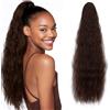 S-noilite Coda di cavallo lunga con coulisse, spessa e ondulata, extension per capelli sintetici da 80 cm con clip per donna,Drawstring Ponytail,Castano Caffè
