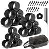 Woobroo Set di bigodini autoadesivi, 18 pezzi, 3 misure, 60 mm, 48 mm, 36 mm, con 15 clip, per capelli lunghi e medi