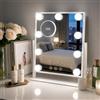 Sucedey Specchietto da Trucco, 35x30cm Specchio Illuminato con 9 Lampadine, 3 Modalità Colore e Dimmer, Controllo Touch, Specchio Zoom 10X Staccabile, Rotazione 360°, (Bianco)