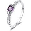 Bellitia Jewelry Anello con Ametista Viola Argento 925 Anelli Donna con Pietra del mese di nascita, Regalo per San Valentine, Natale, Compleanno, Anniversario, Gioielli Donna