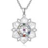 TANGPOET 7 chakra collana da donna in argento sterling 925 con fiore di loto con pietra curativa spirituale Om Chakra gioielli regalo per gli amanti dello yoga con catena da 18 + 2, Argento