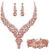 Clearine Donna matrimonio sposa austriaco cristallo Teardrop fiore cluster collana orecchini e bracciale set di gioielli per ballo