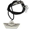 Miniblings Paper-Schiff - Collana a forma di barca a vela, placcata argento | Collana realizzata con cura a Berlino, con catena in pelle e pelle