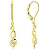 JO WISDOM Orecchini Infinito Twist Argento 925 Donna con AAA Zirconia cubica con Placcato in Oro Giallo