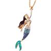Uloveido, collana con charm a forma di sirena, colore blu, viola e rosso, zirconia cubica YS841 con placcatura in oro rosa, per bambin e Ottone, colore: Blue, cod. YS841-BLUE