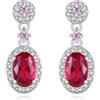 HeyMeili Orecchini pendenti da donna orecchini spinello rosso e zirconi cubici in argento sterling 925 gemma sintetica per donne ragazze