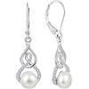 JO WISDOM Orecchini Infinito Argento 925 Donna con 3A Zirconia Cubica,Orecchini di Perle d'Acqua Dolce da 8 mm per le Ragazze delle Donne