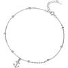 Belons Cavigliera da donna in argento Sterling 925 con zirconi e ancora, con ciondolo alla caviglia, regolabile, Argento sterling Argento sterling zirconi, Zirconia cubica