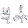 Rimgoris 925 Argento Sterling Charm Donne Bracciali Collana Lucciola Bagliore di Notte Solido Coniglio Cuore Rosa Giorno della Mamma Uovo di Pasqua Libellula Smalto Libellula Uccello Colibrì