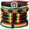 DVOFU 4 braccialetti rasta Bob Marley in pelle intrecciata in pelle rasta intrecciata hippie braccialetto giamaicano regolabile per uomo donna gioielli alla moda