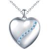 CONILOK Collana Foto Ciondolo Cuore Argento 925 Medaglione Portafoto Personalizzabile con Linee di Zirconia Blu