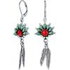 Bling Jewelry Orecchini pendenti a leva in argento sterling .925 in stile nativo americano del sud-ovest con fiori di zucca, turchese, corallo e piuma, gioielli western per donne e adolescenti.