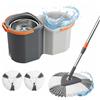 Relaxdays Set mocio grigio, 2 teste in microfibra | secchio 7,5L con strizzatore, impilabile, 25x28x54 cm