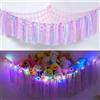 MHJY Amaca giocattolo a rete portaoggetti per animali di peluche, morbida rete da appendere ad angolo con luce LED intrecciata a mano, organizer in macramè con nappa, per camera dei bambini