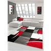 Teppich-Traum Traum Living Designer Stanza Tappeto Tappeto Moderno, Moquette Mucchio Basso con Motivo a Diamante Taglio Contorno Rosso Grigio Bianco Nero Größe 80x150 cm