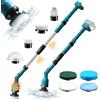 MaxAwe Batteria Spin Scrubber, compatibile con batteria Makita da 18 V, cordless 360° 63-120 cm, spazzola di pulizia estensibile con 8 testine intercambiabili, per bagno, vasca, piastrelle, auto e