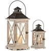 Romadedi Lanterna Grande legno per Candela - Lanterna da Interno Arredo Shabby Chic Portacandele da Esterno Vintage Decorazione da tavolo per la casa Decorazione Natalizio, 28+48cm