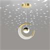 Chao Zan 10W LED Lampada a Sospensione, Plafoniera Fata Lampadario Luna e Stelle Lampada a Sospensione Camera da Letto Lampadario Grande Regalo per Bambino Amico (Dorato, Luce bianca fredda)