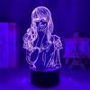 KJsdaADSA Rize Kamishiro Tokyo Ghoul Lampada 3D Anime per arredamento camera da letto Luce notturna Regalo di compleanno freddo Luce notturna a LED Tokyo Ghoul Rize, 16 colori