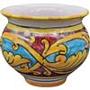 Sicilia Bedda - VASO IN CERAMICA SICILIANA - Decorazione Maioliche - Prodotto Artigianale di Alta Qualità - DIAMETRO 10 CENTIMETRI (Rosso Giallo e Celeste)