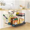 YunNasi Organizer Sottolavello Espandibile a 2 Livelli, Nero | Cassetti e Cestelli Estraibili, Organizzatore Multiuso per Cucina, Bagno, Armadio, Credenza