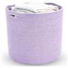 LUPATDY Cestino Portaoggetti in Corda di Cotone, Cesto Portabiancheria 40x35 cm con Manici, Cesto Organizzatore per Giocattoli, Abiti, Coperte, per Nursery, Soggiorno, Camera da Letto (Viola Chiaro)