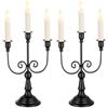 Sziqiqi Candelabro 3 Bracci, Nero, in Metallo, Lot di 2 | Portacandela Gotico con Bracci Ritorti, Montaggio Semplice, Candeliere per Halloween, Natale, Sala da Pranzo, Camino