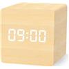 aboveClock Sveglia Digitale Legno Chiaro, Sveglia da Comodino
