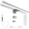 Karrong Lampada da specchio da bagno, 40 cm, con interruttore, telecomando, dimmerabile, 3000 K, bianco caldo, 4000 K, bianco naturale, 6000 K, IP44, impermeabile, per bagno, alluminio, 1200 lm, 12 W,