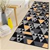 TAPISO Maya Tappeto Passatoia al Metro Tappeto Runner Corridoio Cucina Nero Giallo Moderno Geometrico A Pelo Corto 80 x 260 cm