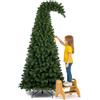 BAKAJI Albero di Natale Grumpy Verde con Punta Ricurva Super Folto, Addobbo Natalizio Molto Folto con 1100 Punte, Base a Croce in Ferro Stabile, Decorazione Natalizia Piena, Apertura Ombrello (210 cm)