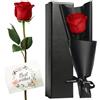 HIVTE Rosa Eterna Rossa, Rosa Vera Stabilizzata con Stelo, Regalo Romantico per San Valentino, Compleanno, Anniversario, Festa della Mamma, Donna, Fidanzata, Moglie