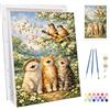 Bowetile Animale Autunnale Dipingere per Numeri per Adulti, Kit Gatto Lavoretti Creativi per Numeri per Principianti, Kit Pittura Acrilica Numerata Per Decorazione Della Casa20x30cm