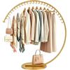SCGSJZH Appendiabiti a C - Portabiti Commerciale con 26 Anelli, Salvaspazio e Resistente, Carico 60 kg - per Camera, Corridoio, Negozio, Moderno Espositore per Abbigliamento (oro, 160x150cm)