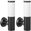 ledscom.de 2 applique PORU per esterni, IP44, acciaio inossidabile, nero opaco, rotonde, 1x E27 max. 40W