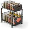 Avilia Organizer Sottolavello 2 Livelli con Cassetti Scorrevoli, Nero | Scaffale estraibile in ferro ad altezza regolabile 41-49 cm, 29 x 37 cm, per cucina, bagno e dispensa
