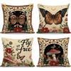 NymphFable Set di 4 Federe Cuscino Vintage Farfalle 45 x 45 cm, Giardino Fiorito Velluto Federe Decorative per Camera da Letto Romantica Soggiorno