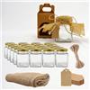 Espirito Rebelde Set 20 Barattoli di Vetro Quadrati 100 ml + 20 Scatole, Etichette Kraft, Tessuto e Spago - Vasetti per Spezie e Marmellata | Bomboniera