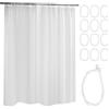 JRJRN 180x200cm Tenda da Doccia Semi Trasparente, Tenda Vasca da Doccia 3D Ciottoli Impermeabile, Tenda da Bagno da Pietra di Cristallo in PEVA con Fermatenda Perlato e 12 Ganci ad Anello per Vasca da Bagno