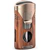GIFTORCH Accendino Jet All-in-One, 4 fiamme a getto, regalo per uomo, venature del legno, senza butano