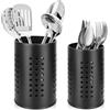 RONMOSNEA Portaposate da cucina, 2 pezzi, dimensioni 16,5 x 10 cm e 18 x 12 cm, in acciaio inox, nero, scolapiatti per piano di lavoro, cucina, posate, scolaposate