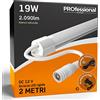 Eurocali Kit Striscia LED Rigida 2m pulsante dimmer touch e alimentatore 12V - Luce Bianco Naturale 4000K - 19W 2090 lumen