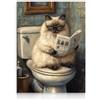 Dazzlewall Stampa artistica da parete con divertente gatto sul WC, decorazione vintage per il bagno, 30,5 x 40,6 cm, senza cornice, regalo divertente per amanti dei gatti