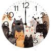 Geroclonup Orologio da parete con gatti in stile cartone animato, senza ticchettio, silenzioso, al quarzo, orologio analogico nautico retrò in legno, orologio da parete facile da leggere per cucina/soggiorno