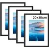 DTXDTech Cornici per foto 20 x 30 cm, set di 4, cornici 20 x 30 cm, in legno nero, 7,9 x 5,9 pollici, da appendere alla parete, cornici per stampa 29,4 x 19,4 cm
