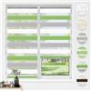 HOMEDEMO Tende a rullo per interni Doppio Strato Senza Foratura, 35L x 130A cm, (Tessuto 35cm), Bianco-Grigio-Verde, tenda a rullo oscurante, veneziane da interno Giorno e Notte, per Porte e Finestre