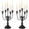 Sziqiqi Candelabro 5 Bracci, Nero, in Metallo, Lot di 2 | Portacandela Gotico con Bracci Ritorti, Montaggio Semplice, Candeliere per Halloween, Natale, Sala da Pranzo, Camino